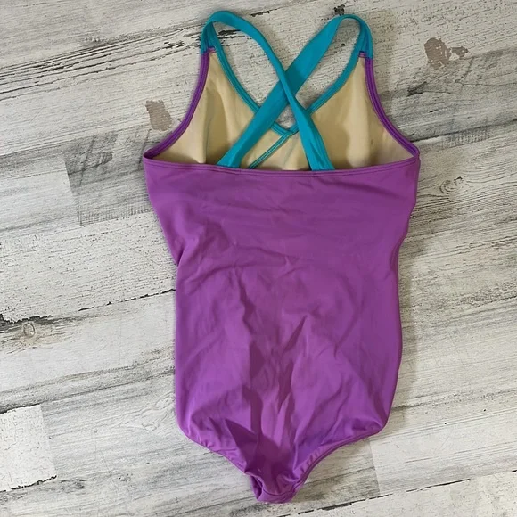#S6 large - girls purple one piece swimsuit size 14 LANDS END KIDS - Picture 4 of 4